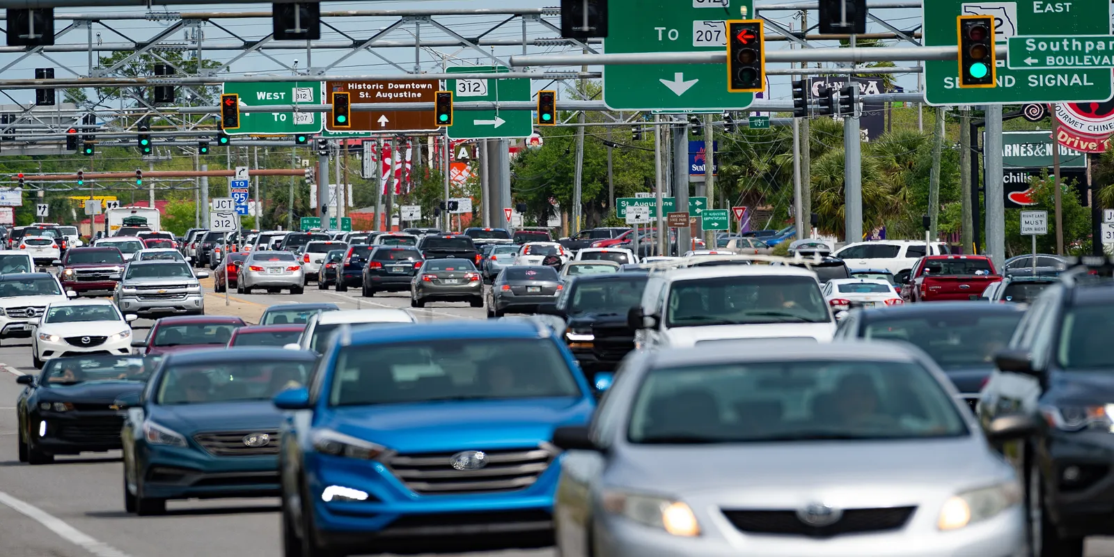 Gridlocked traffic in St. Johns County